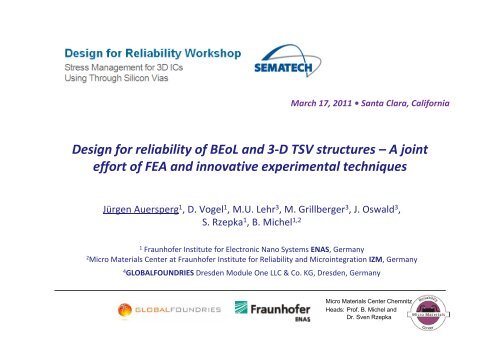 Design for reliability of BEoL and 3-D TSV structures – A ... - Sematech