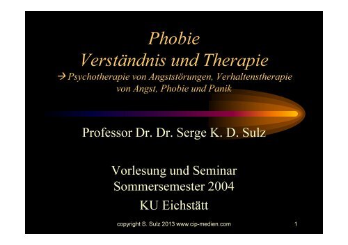 Phobie Verständnis und Therapie - Prof. Dr. Dr. Serge Sulz