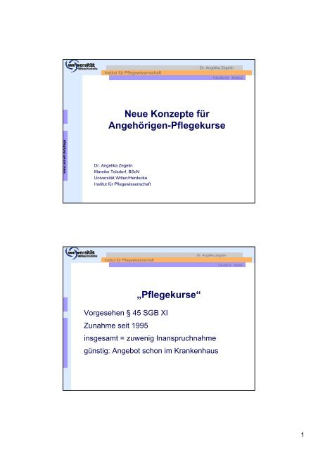 Neue Konzepte für Angehörigen-Pflegekurse „Pflegekurse“