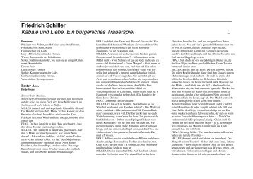 Friedrich Schiller Kabale und Liebe. Ein bürgerliches Trauerspiel L