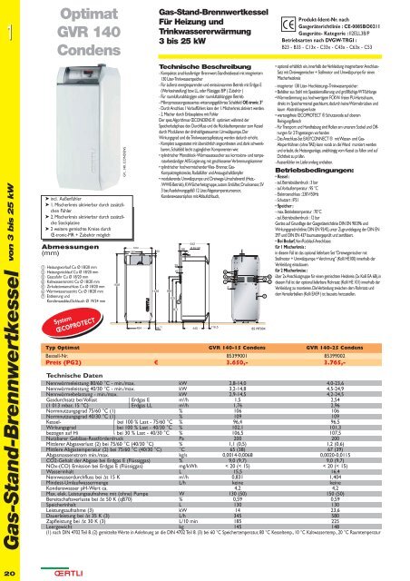 Gas-Stand-Brennwertkessel - Oertli