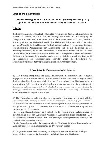 Finanzsatzung des Kirchenkreises Göttingen - Ev.-luth. Kirchenkreis ...