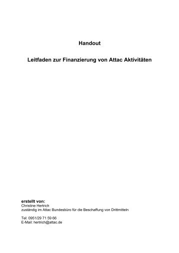 Handout Leitfaden zur Finanzierung von Attac Aktivitäten - Attac Toug