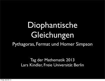 Pythagoras, Fermat und Homer Simpson - Freie Universität Berlin