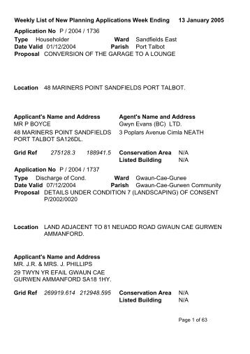 Week Ending 13th January 2005 - Neath Port Talbot County ...