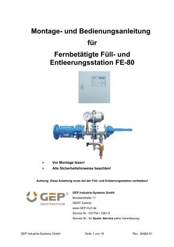 und Entleerungsstation FE-80 - GEP