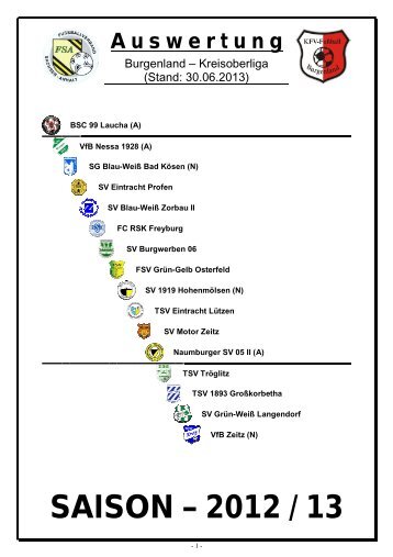 KOL-Saisonbilanz 12-13 - TSV Eintracht Lützen eV