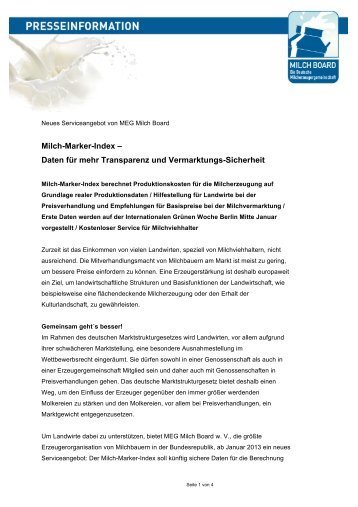 Milch-Marker-Index – Daten für mehr Transparenz ... - landberichte.de