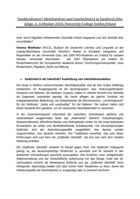 Suedtirolismen? Identitaet(en) und Geschichte(n) in Suedtirol/Alto ...