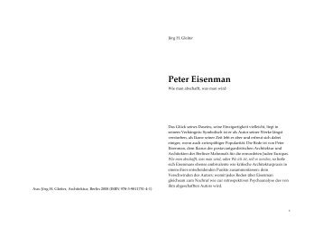 Peter Eisenman - Architekturtheorie