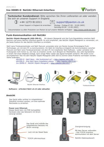 Anleitungen - Net2Air Ethernet-Interface - Paxton