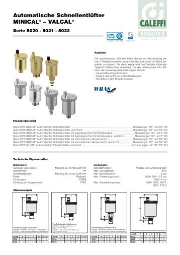 Automatische Schnellentlüfter MINICAL® – VALCAL - Caleffi