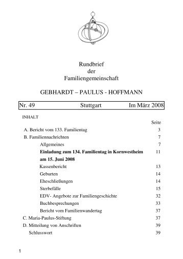 Rundbrief der Familiengemeinschaft GEBHARDT – PAULUS ...