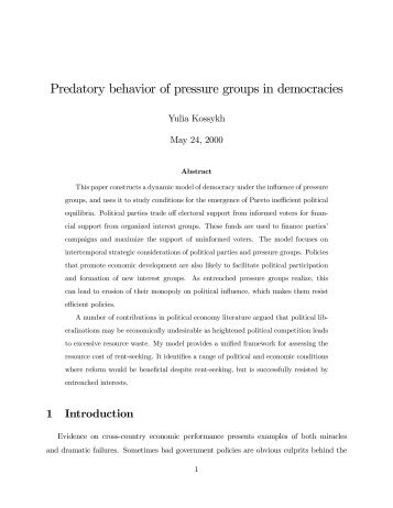 Predatory Behaviour of Pressure Groups in Democracies - LACEA