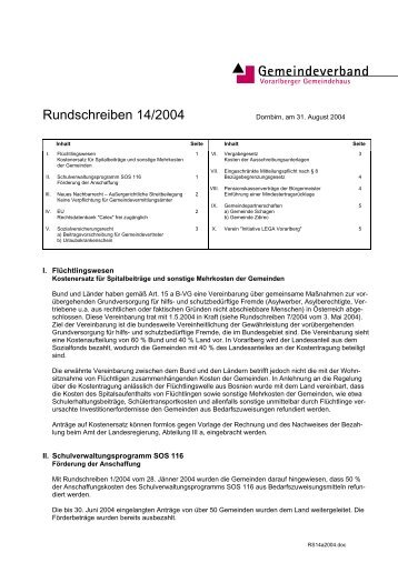 Rundschreiben 14/2004 - Gemeindeverband