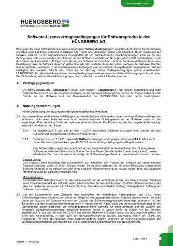 Software Lizenzvertrag - HUENGSBERG