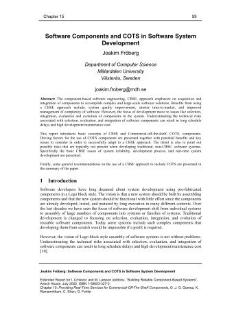Software Components and COTS in Software System ... - Research