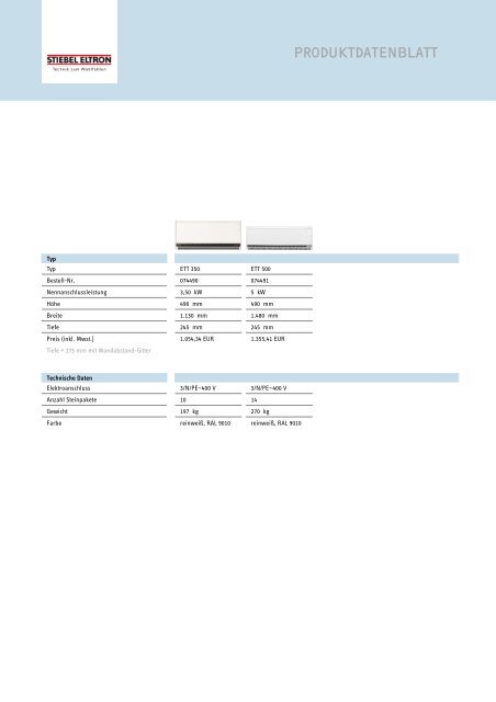 PRODUKTDATENBLATT - Stiebel Eltron