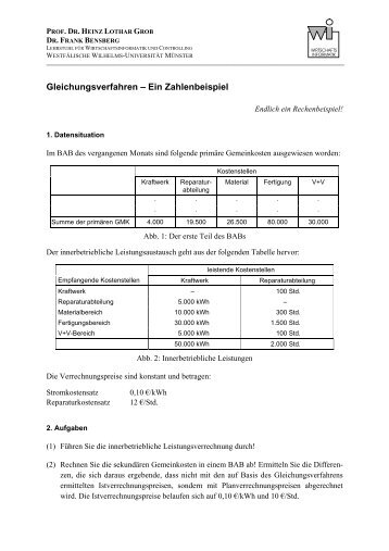 Gleichungsverfahren – Ein Zahlenbeispiel - Westfälische Wilhelms ...