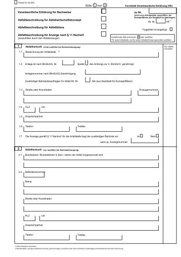 Verantwortliche Erklärung (VE)