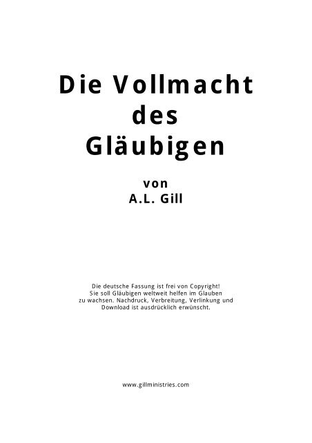 Die Vollmacht Des Glaubigen Gill Ministries