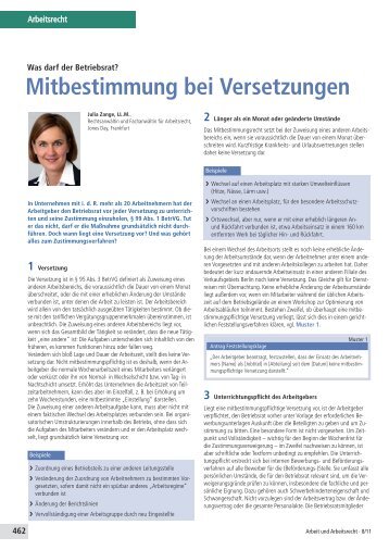 Mitbestimmung bei Versetzungen (Codetermination of ... - Jones Day