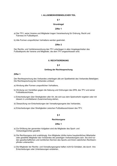 Rechts- & Verfahrensordnung des TFV - SpVgg. Siebleben