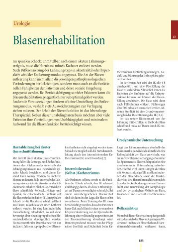Blasenrehabilitation; Urologische Komplikationen - Karger