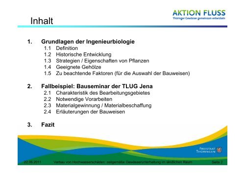 Ingenieurbiologische Methoden der Ufersicherung in Auswertung ...