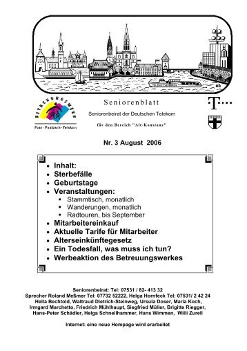 Seniorenblatt 3/2006 - Telekom-Senioren Konstanz