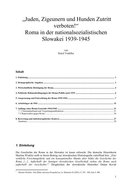 „Juden, Zigeunern und Hunden Zutritt verboten!“ Roma in der ...