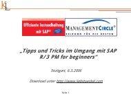 „Tipps und Tricks im Umgang mit SAP R/3 PM for beginners“