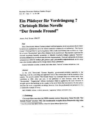Christoph Heins Novelle "Der frernde Freund" - Hacettepe ...