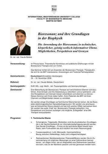 Bioresonanz und ihre Grundlagen in der Biophysik - IMU College