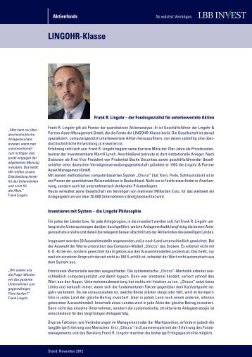 Biografie Frank Lingohr - LBB Invest