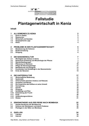 Fallstudie Plantagenwirtschaft in Kenia - Institut für Umwelt und ...