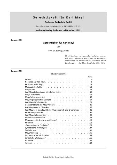 Gerechtigkeit für Karl May! (Volltext, PDF) - Karl-May-Gesellschaft