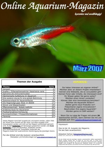 Online Aquarium Online Aquarium-Magazin kostenlos und - OAM