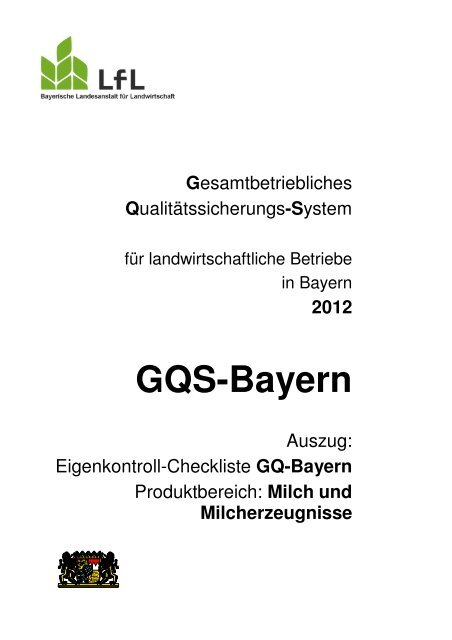 GQ-Bayern Eigenkontrolle - Milch und Milcherzeugnisse