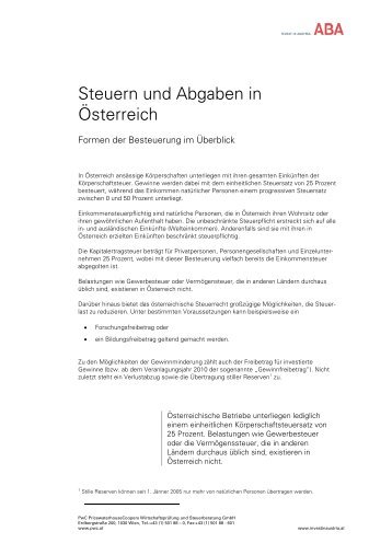 Steuern und Abgaben in Österreich - TMG