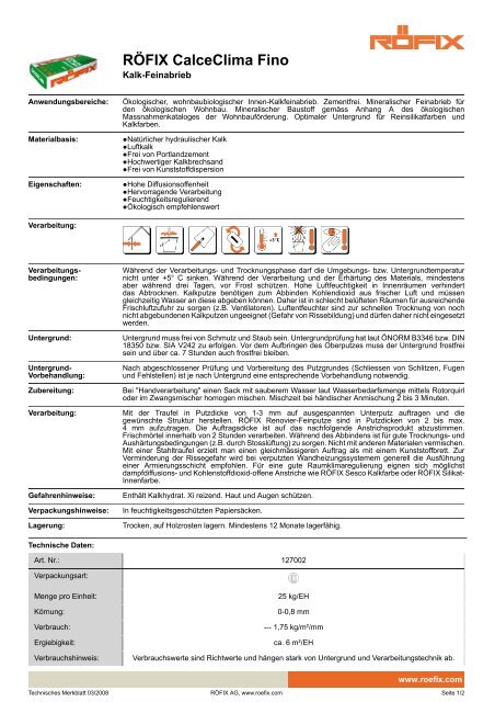 RÖFIX CalceClima Fino - natureplus