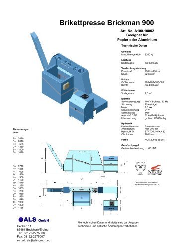 Brikettpresse Brickman 900 - ALS GmbH