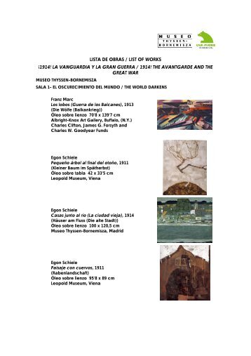 lista de obras / list of works - Museo Thyssen-Bornemisza