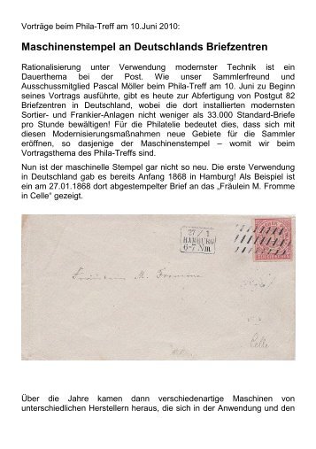 Maschinenstempel an Deutschlands Briefzentren