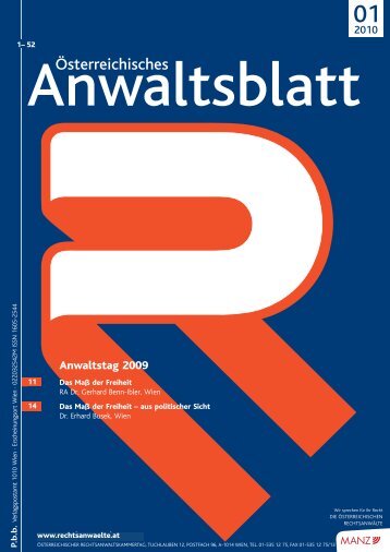 Anwaltsblatt 2010/01 - Österreichischer Rechtsanwaltskammertag