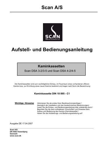 Scan A/S Aufstell- und Bedienungsanleitung