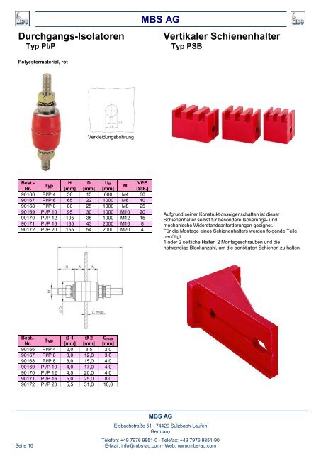 Stromschienen-Isolatoren / -Halter - Mbs-ag.com