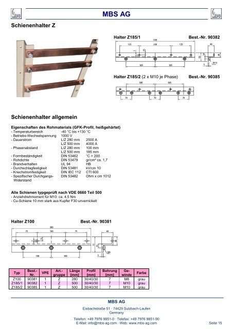 Stromschienen-Isolatoren / -Halter - Mbs-ag.com