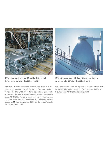 ANDRITZ Ritz Produktprogramm Pumpen und Motoren