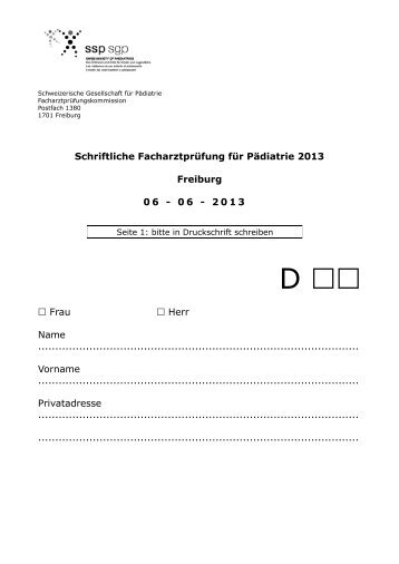 Schweizerische Gesellschaft für Pädiatrie (SGP) - Société Suisse de ...